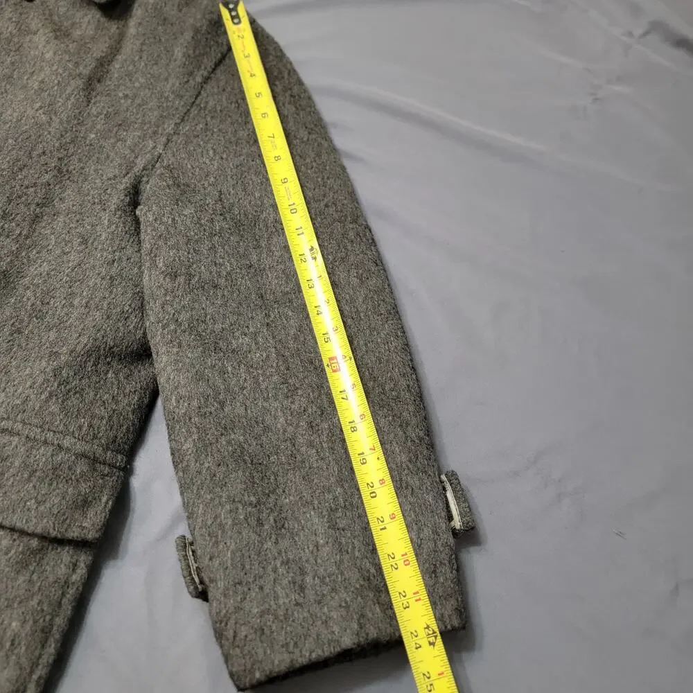 Saratoga Sportswear Boston Gray Wool Field Coat Sherpa Lined USA Overcoat